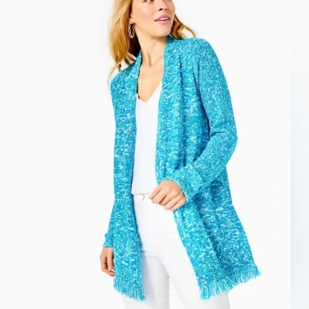 Lilly Pulitzer Mavery Cardigan Turquoise Shore Marl size small
